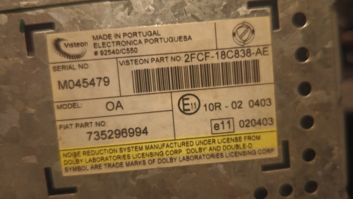 Ford Visteon M serial number label - M045479 example